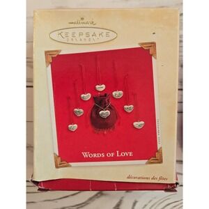 Hallmark Keepsake Ornament Words of Love 2003‎ Heart Charms Miniatures Gift Set